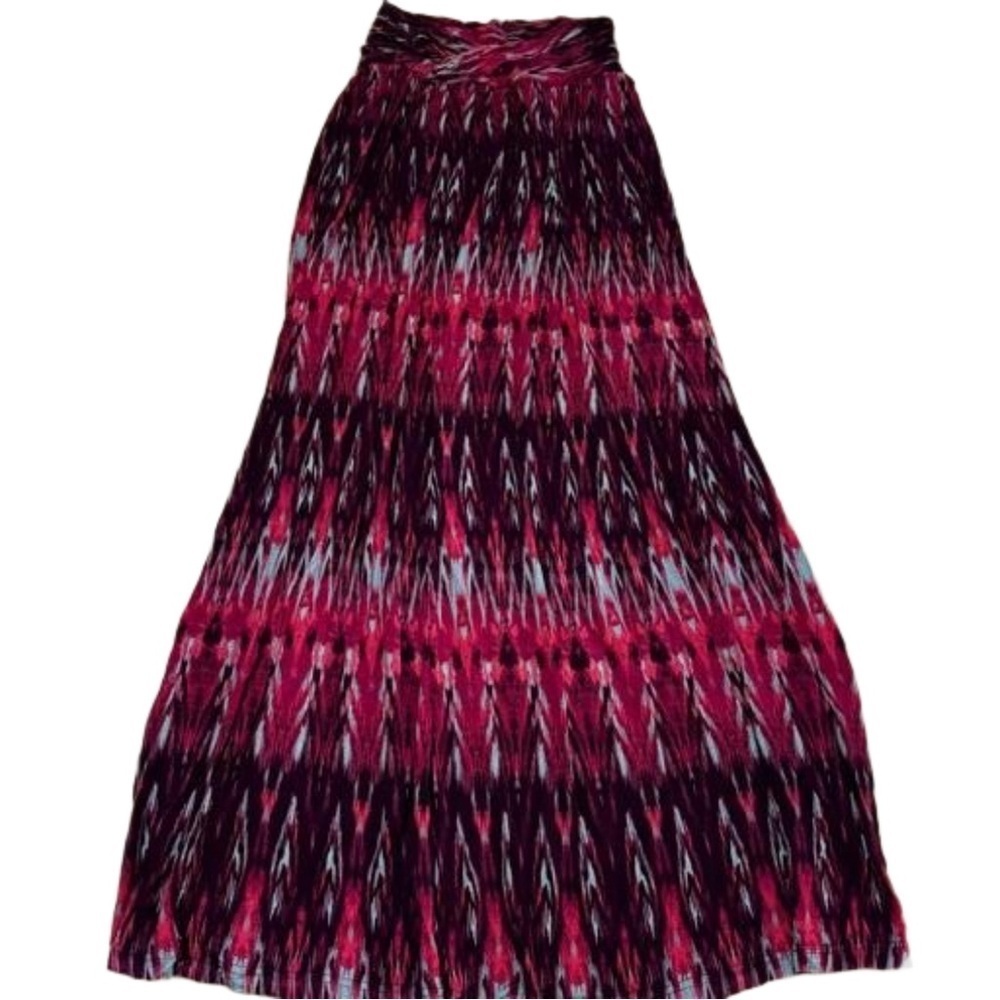 Belle Gray Womens Size XS Red Burgundy Purple Maxi Skirt V front elastic waist - Picture 3 of 12